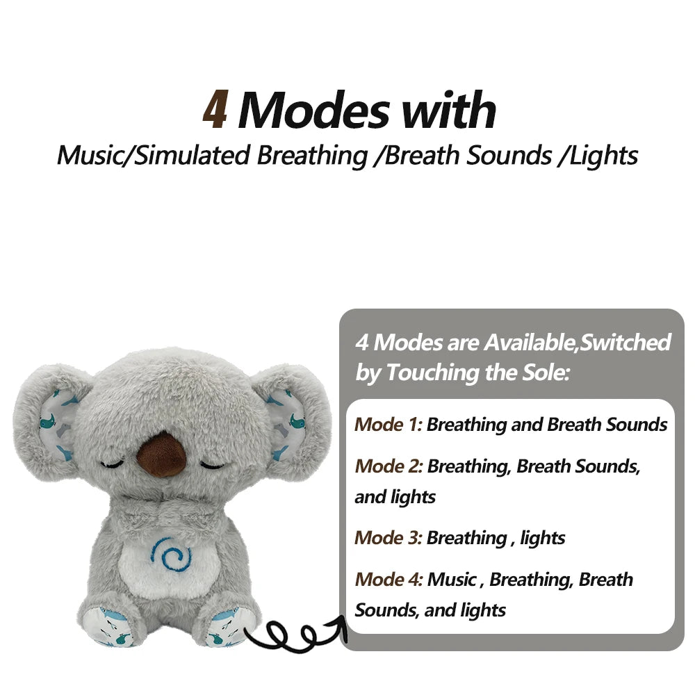 4 Modes Baby Breathing Soothing Elephant Plush Doll Toy Sleeping Companion Music and Light Doll Sensory Stuffed Toy Kids Gift