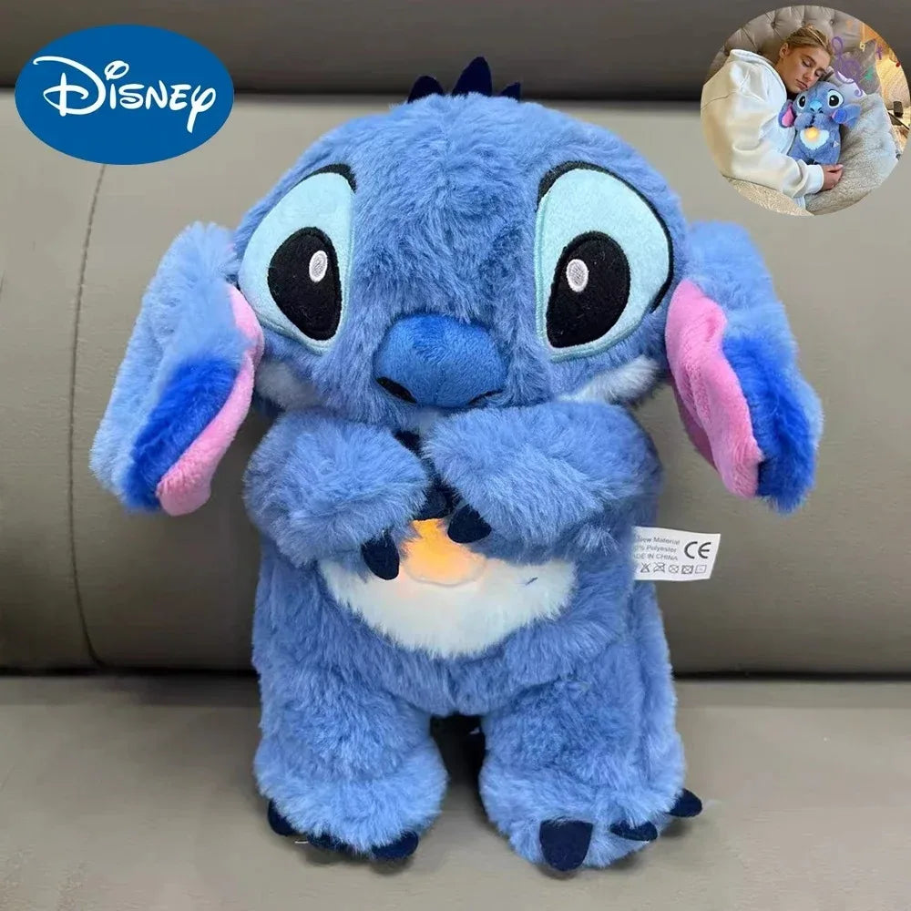 New Stitch Plush Doll Breath Child Peluche Lilo&Stitch Kawaii Soothes Toy Anime Baby Music Light Sleep Toys Model Kid Gift