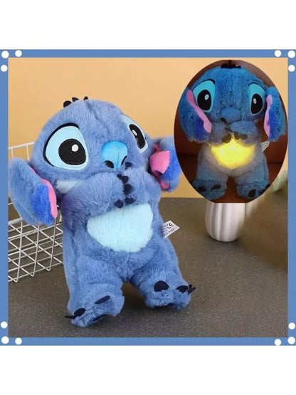 New Stitch Plush Doll Breath Child Peluche Lilo&Stitch Kawaii Soothes Toy Anime Baby Music Light Sleep Toys Model Kid Gift