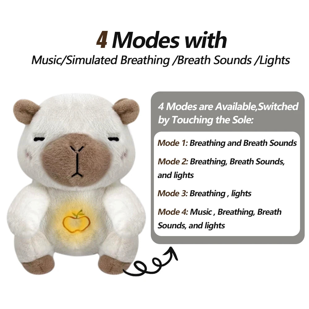 4 Modes Baby Breathing Soothing Elephant Plush Doll Toy Sleeping Companion Music and Light Doll Sensory Stuffed Toy Kids Gift