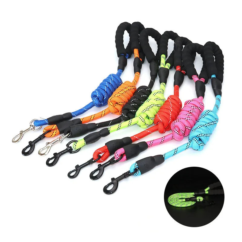 Reflective Dog Leash With Comfortable Padded Handle - Double Heavy Duty Traction Rope For Strong Dogs - Enhance Safety And Contr