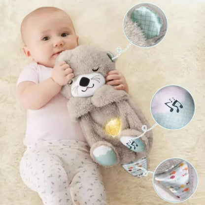 Breathing Bear Baby Soothing Otter Plush Doll Toy Baby Kids Soothing Music Baby Sleeping Companion Sound and Light Doll Toy Gift